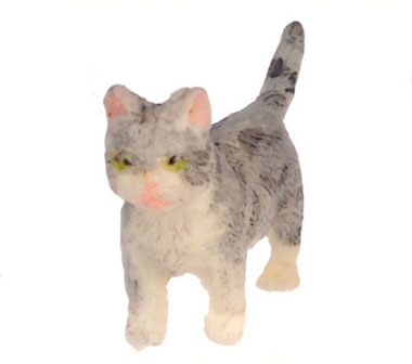 Dollhouse Miniature Walking Kitten, Gray